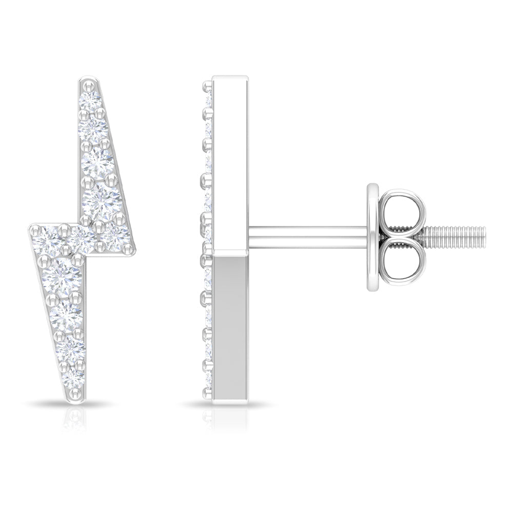 Natural Diamond Thunderbolt Stud Earrings in Gold