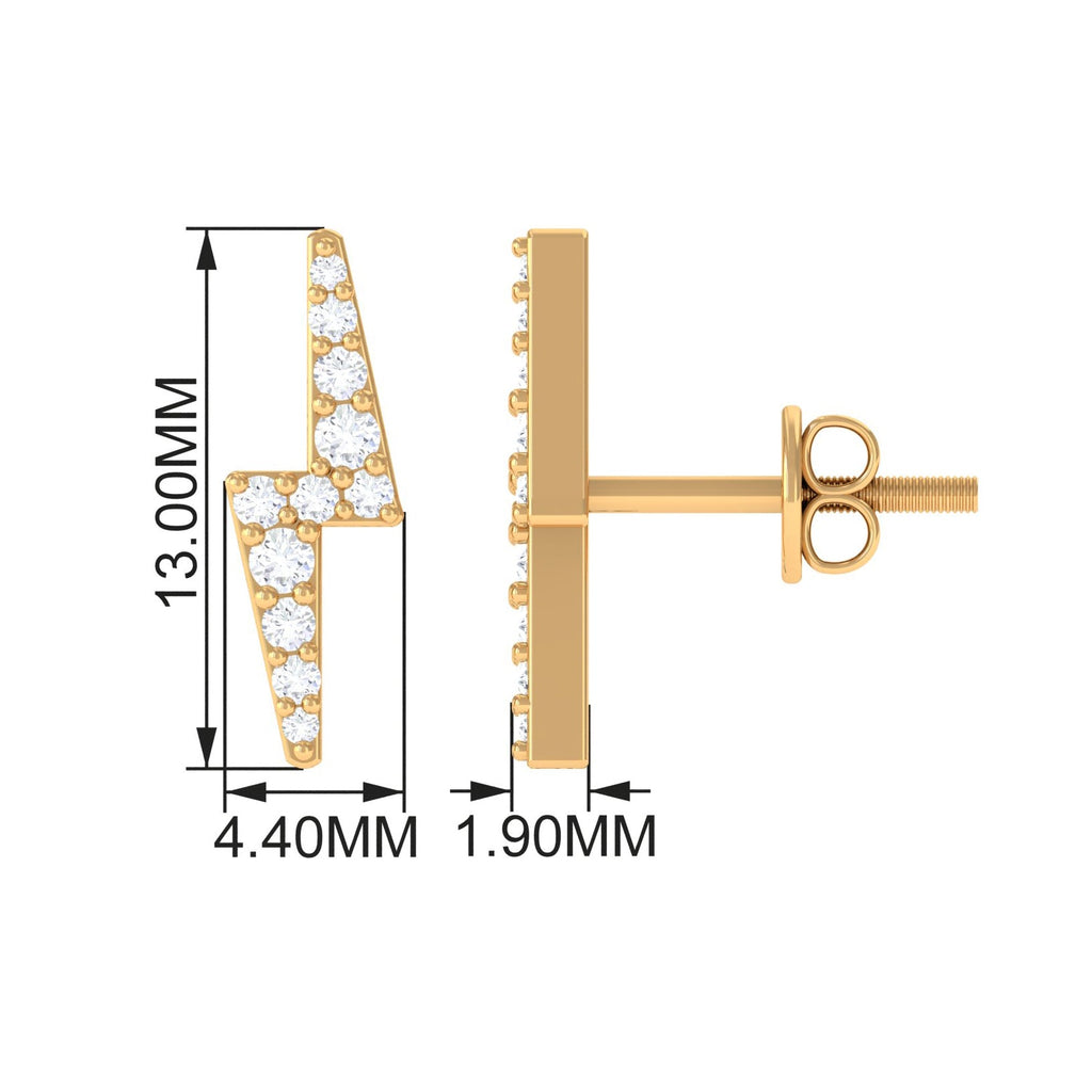 Natural Diamond Thunderbolt Stud Earrings in Gold