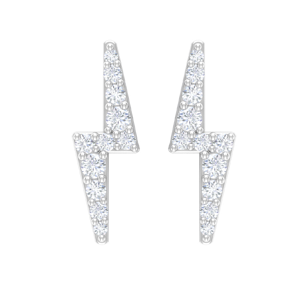 Natural Diamond Thunderbolt Stud Earrings in Gold