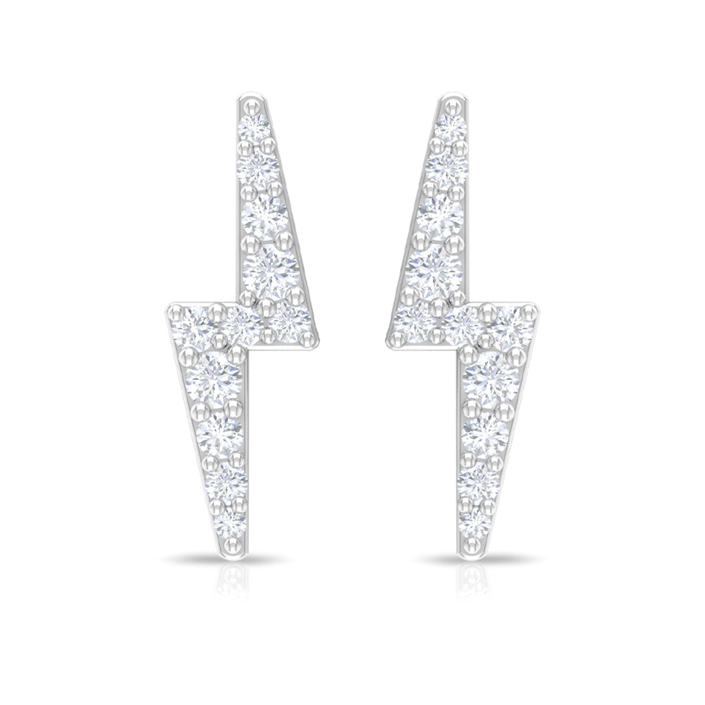 Natural Diamond Thunderbolt Stud Earrings in Gold
