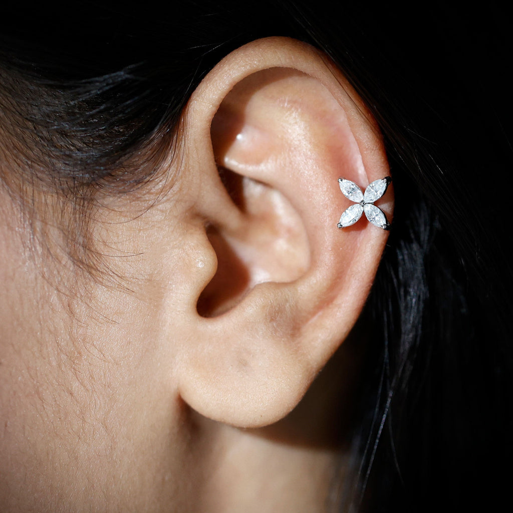 Marquise Shape Moissanite Flower Stud Earrings