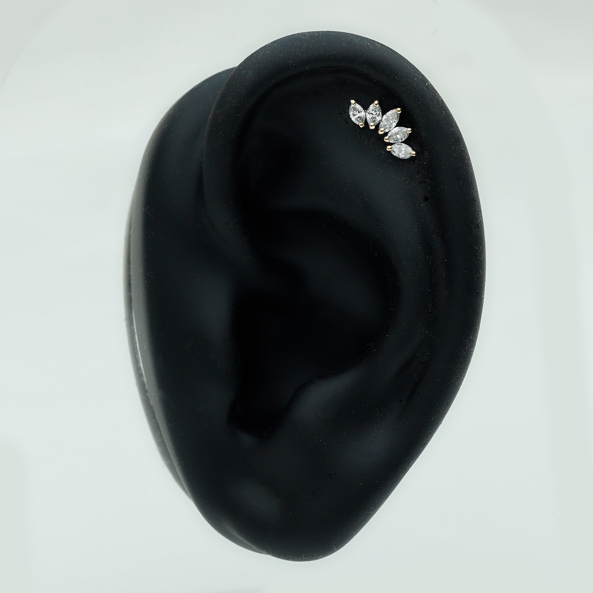 Marquise Cut Diamond Lotus Stud Earrings with Screw Back