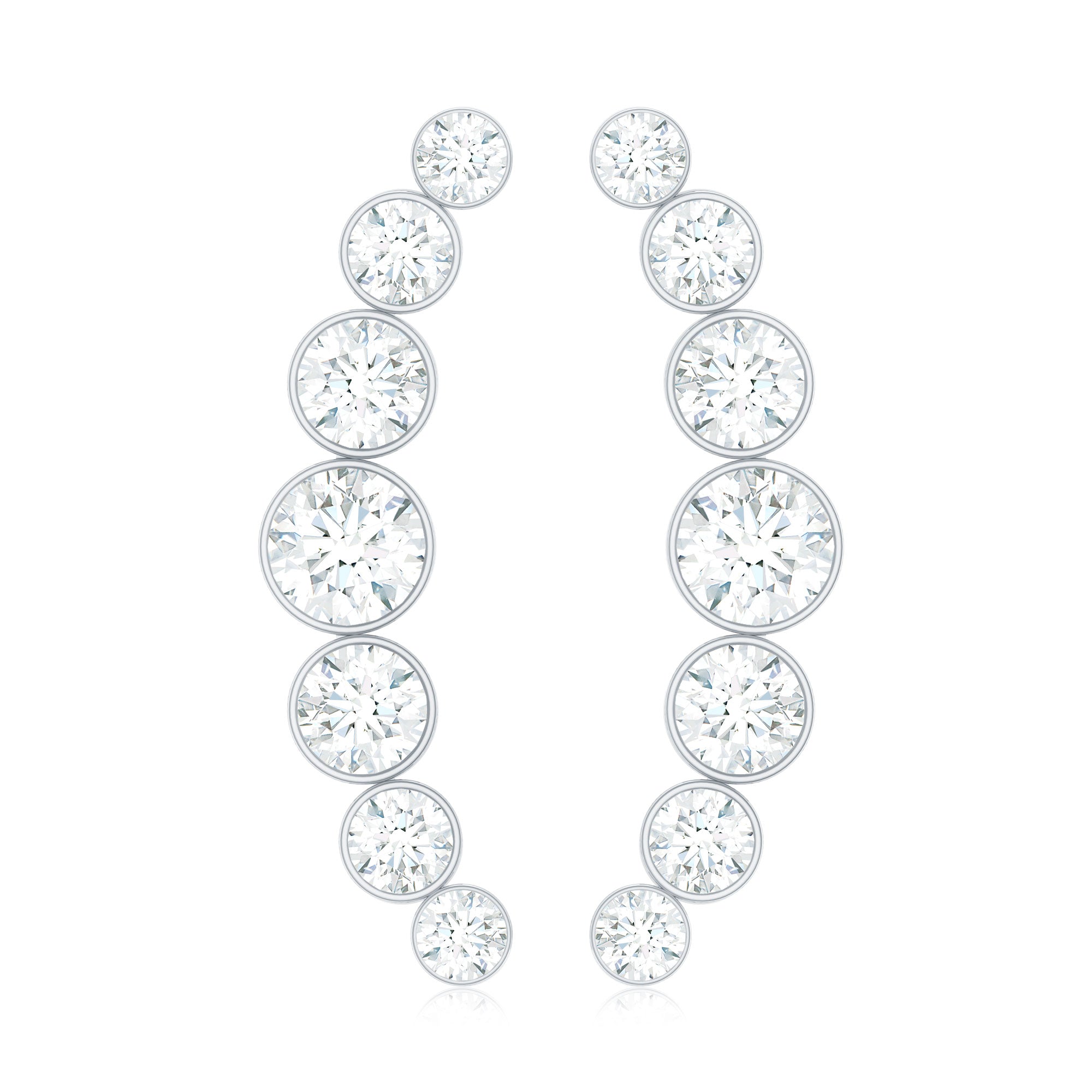 Natural Diamond Climber Earrings with Screw Back