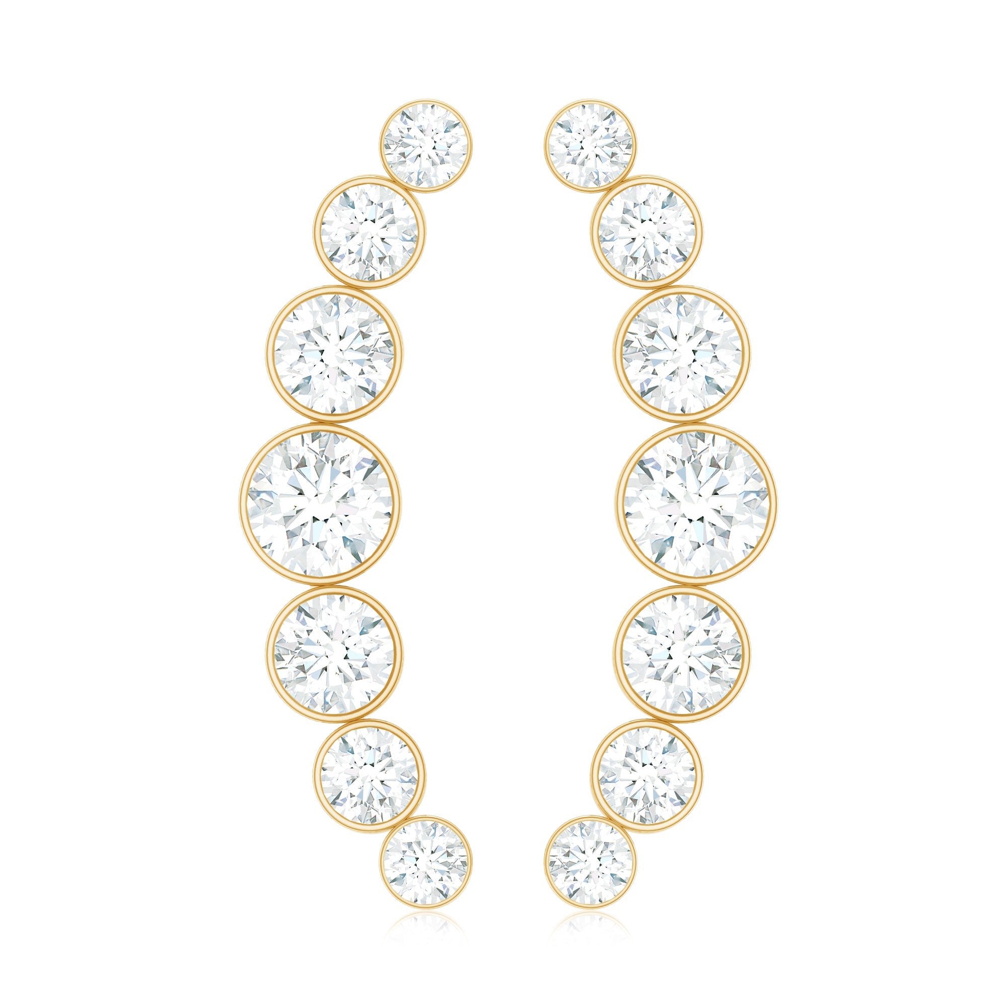 Natural Diamond Climber Earrings with Screw Back