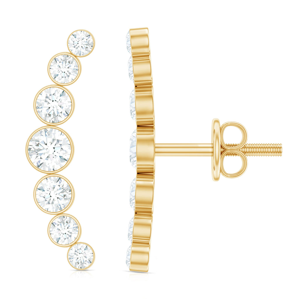 Natural Diamond Climber Earrings with Screw Back