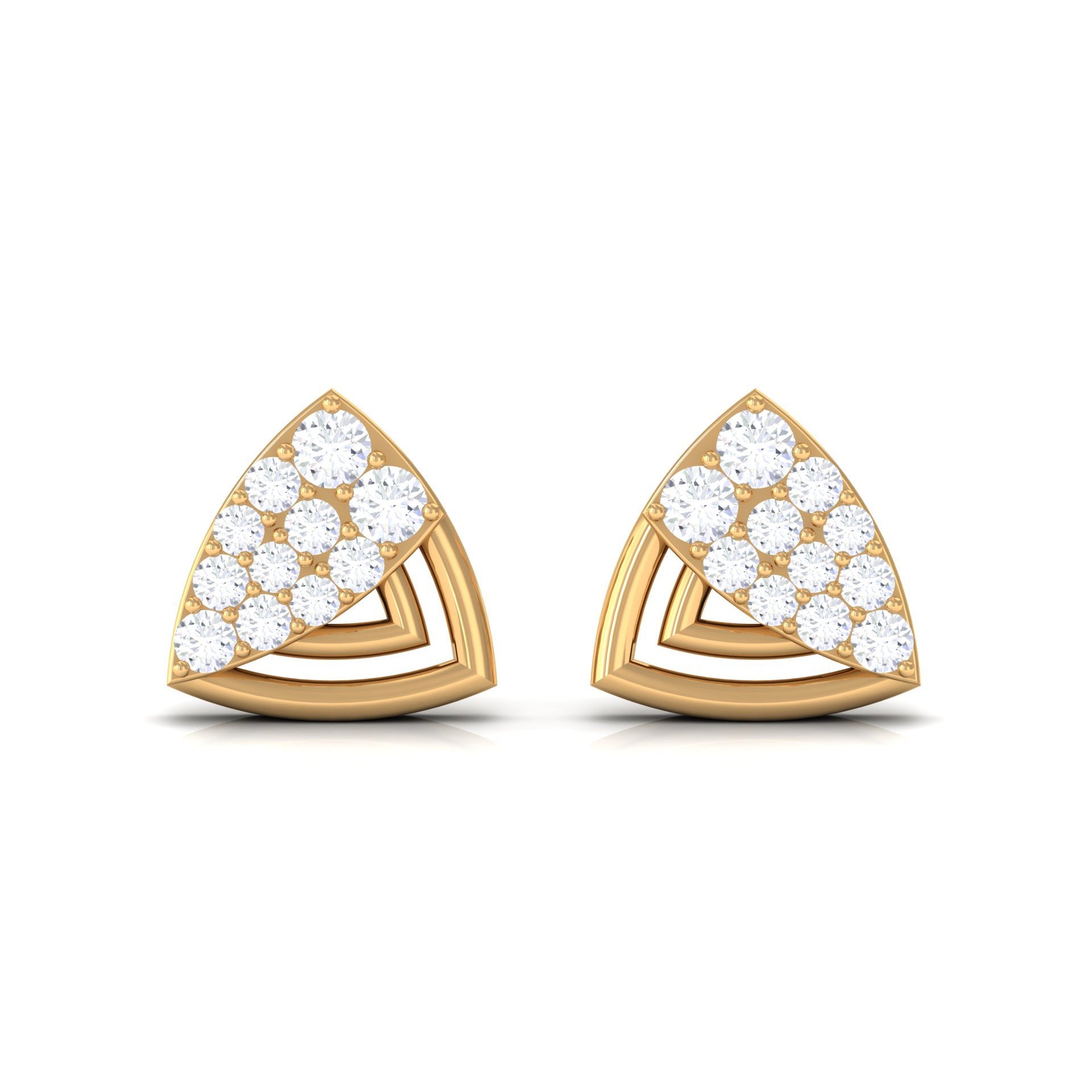 Genuine Diamond Geometric Stud Earrings with Screw Back