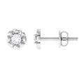 Natural Diamond Cute Flower Stud Earrings with Screw Back