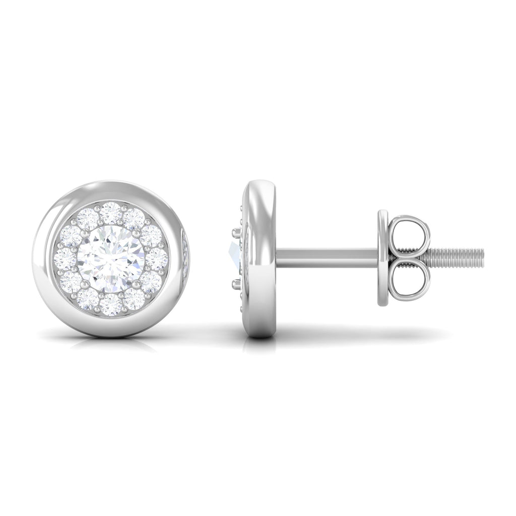 Certified Real Diamond Cluster Stud Earrings with Screw Back