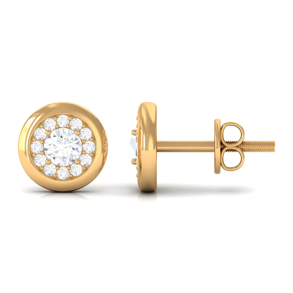 Certified Real Diamond Cluster Stud Earrings with Screw Back
