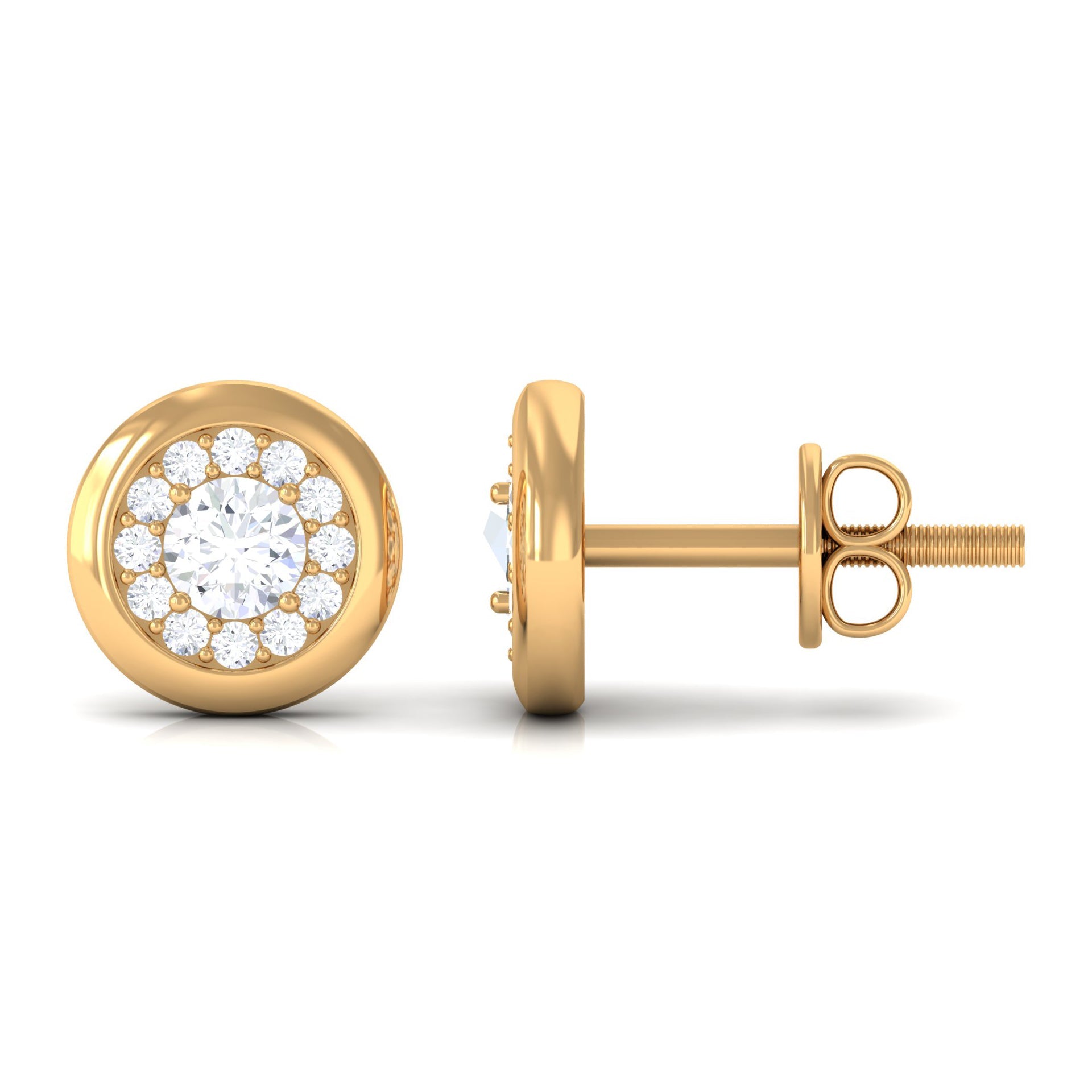 Certified Real Diamond Cluster Stud Earrings with Screw Back