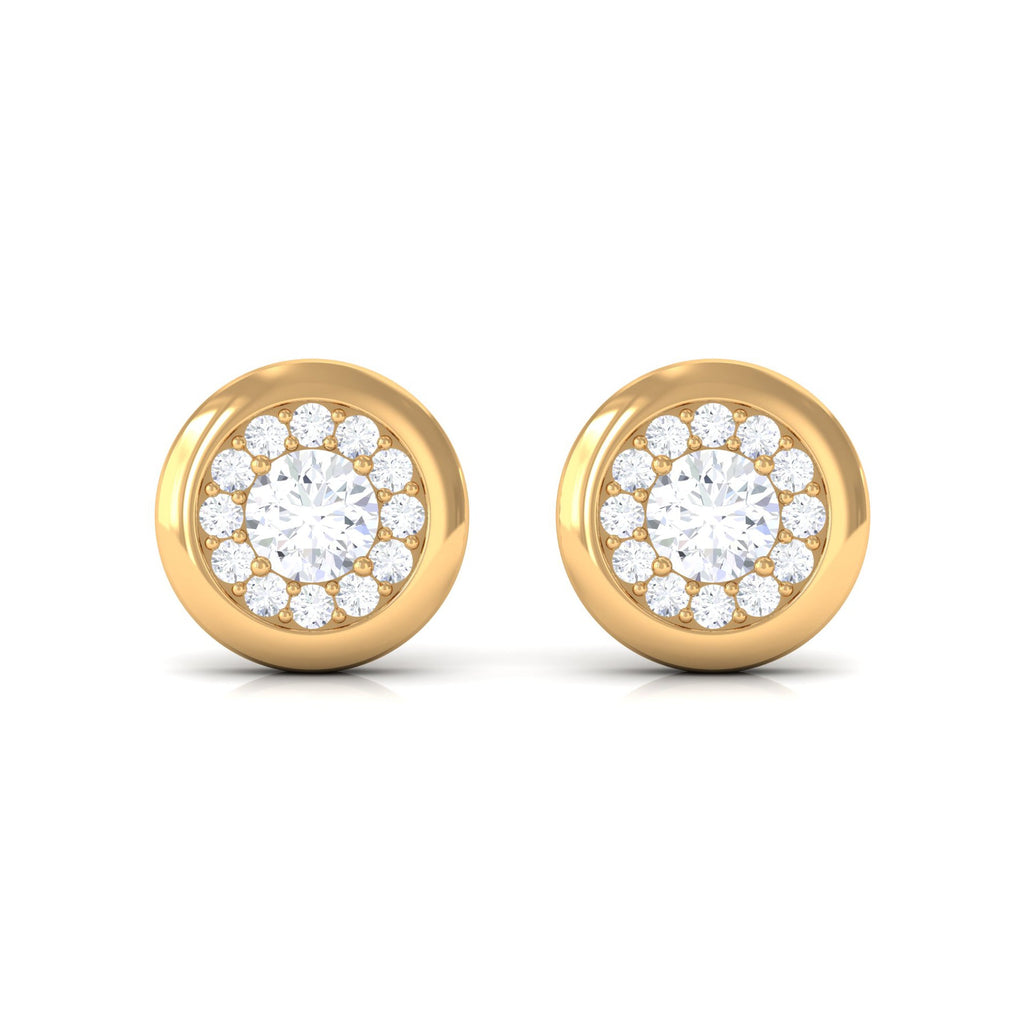 Certified Real Diamond Cluster Stud Earrings with Screw Back