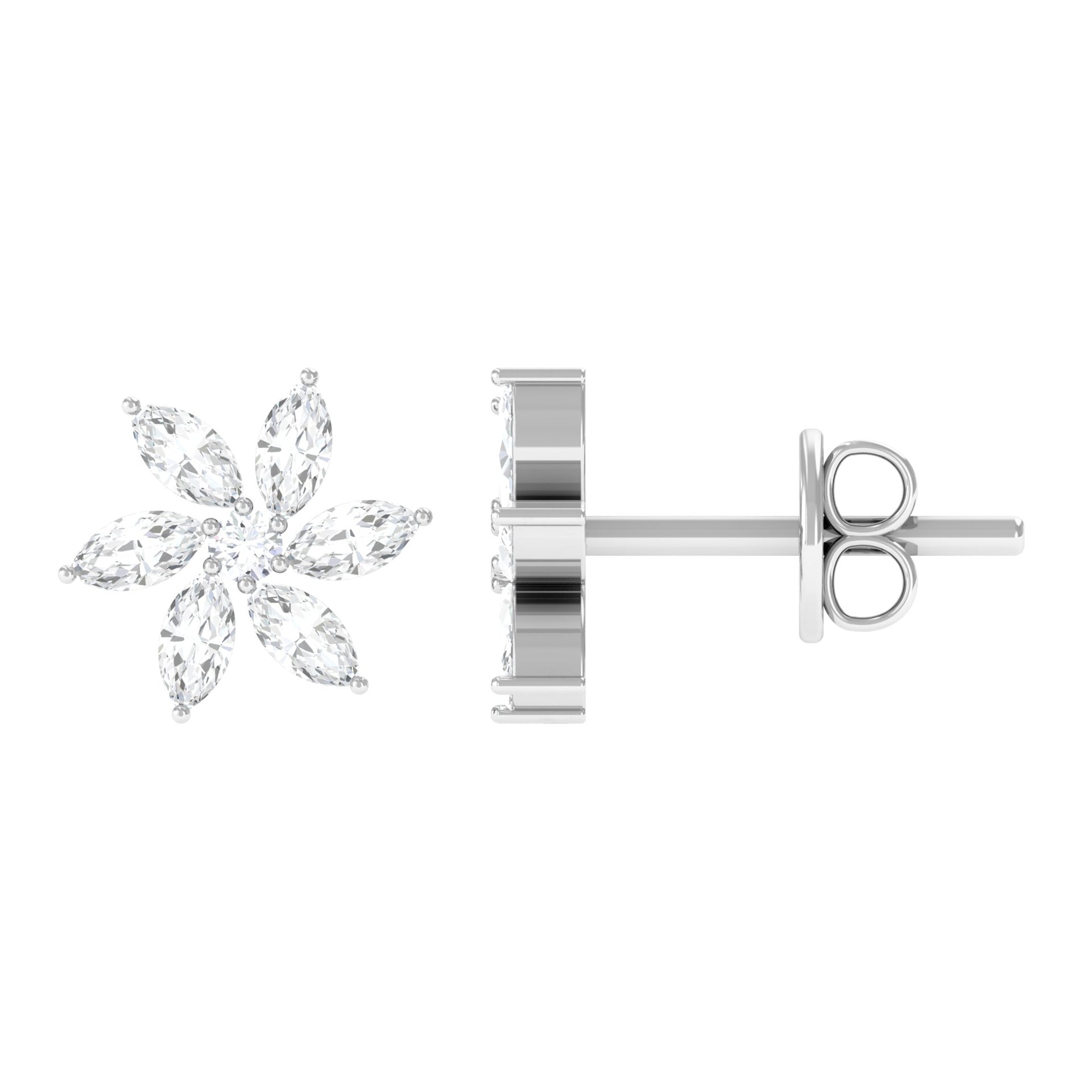 Natural Diamond Flower Earrings for Everyday