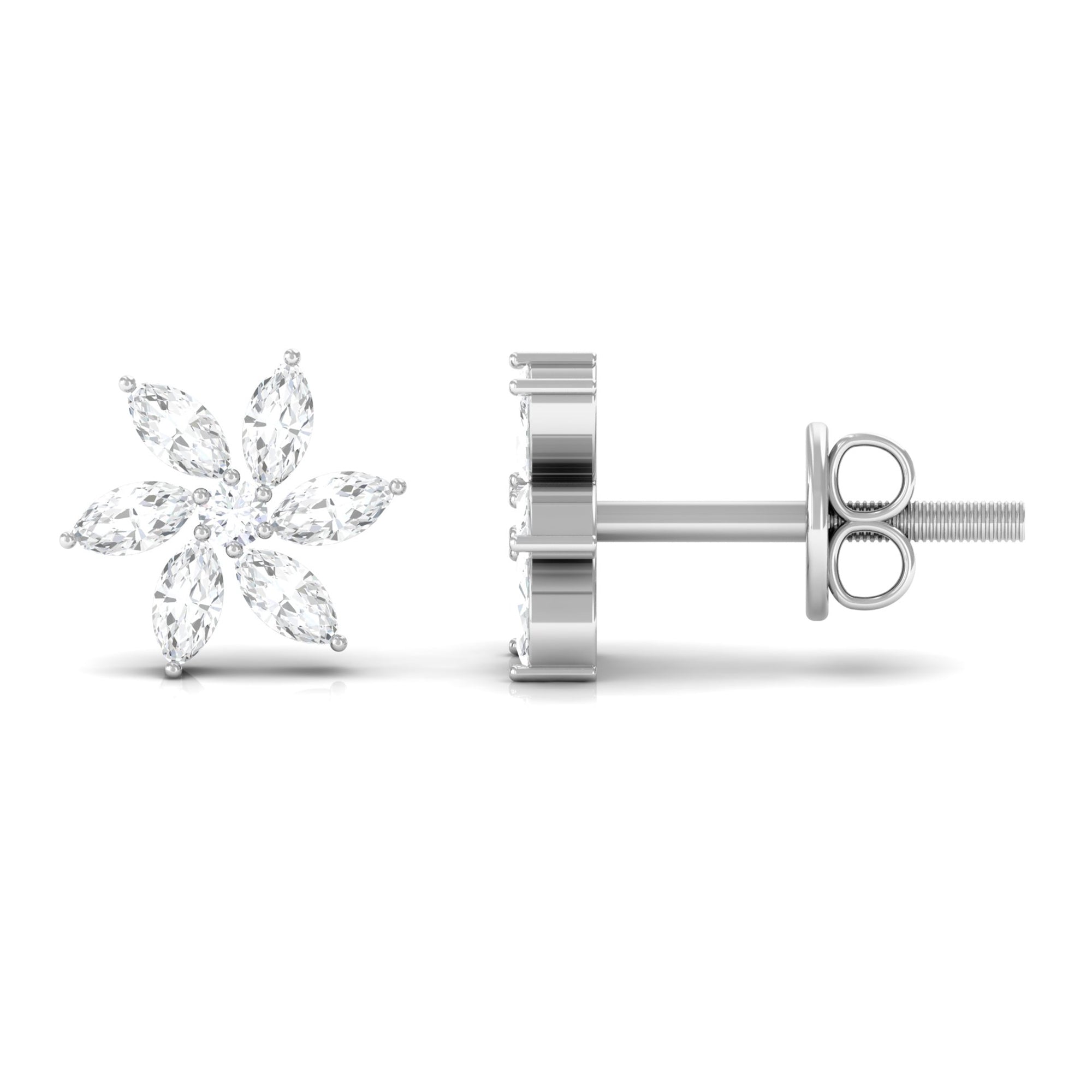 Natural Diamond Flower Earrings for Everyday