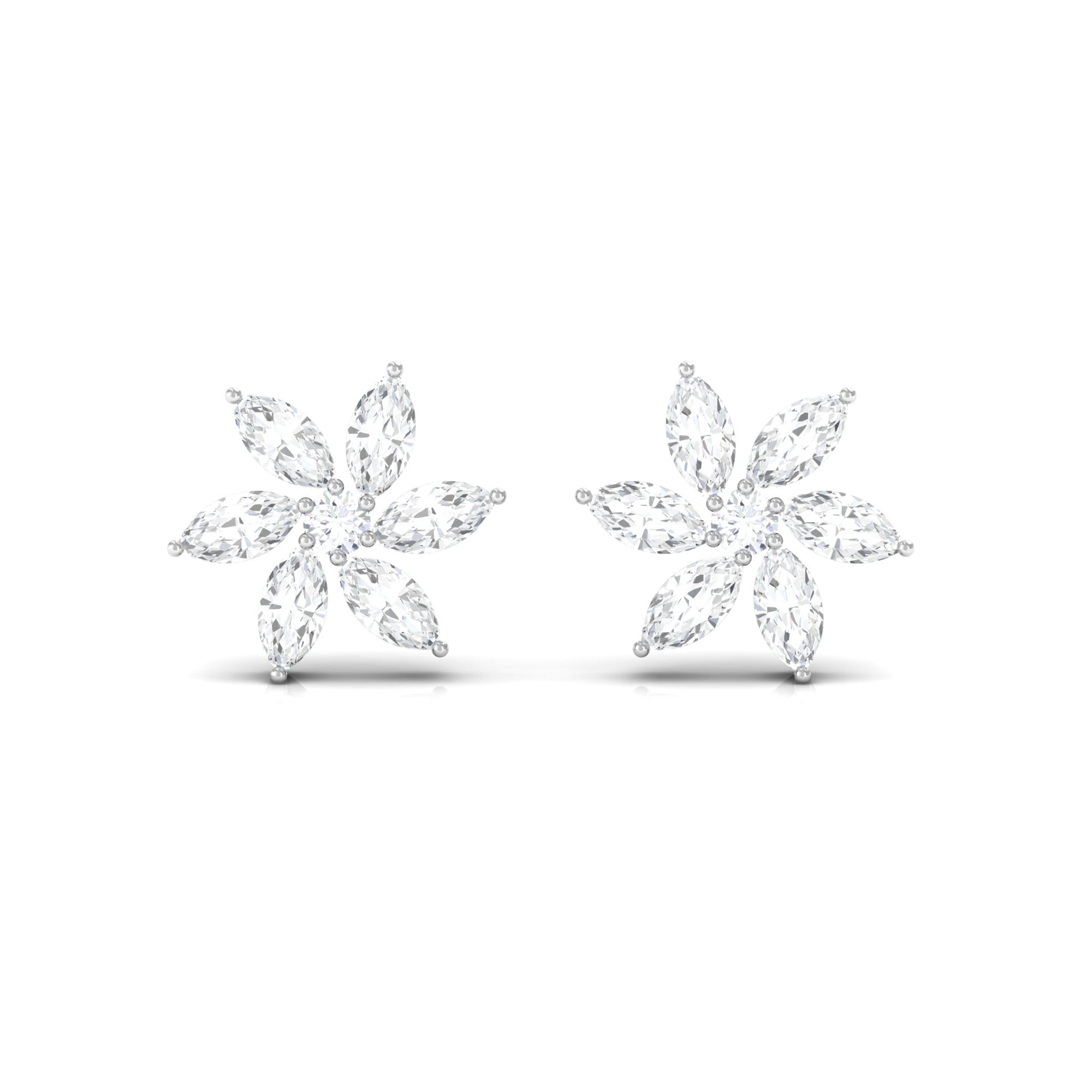 Natural Diamond Flower Earrings for Everyday