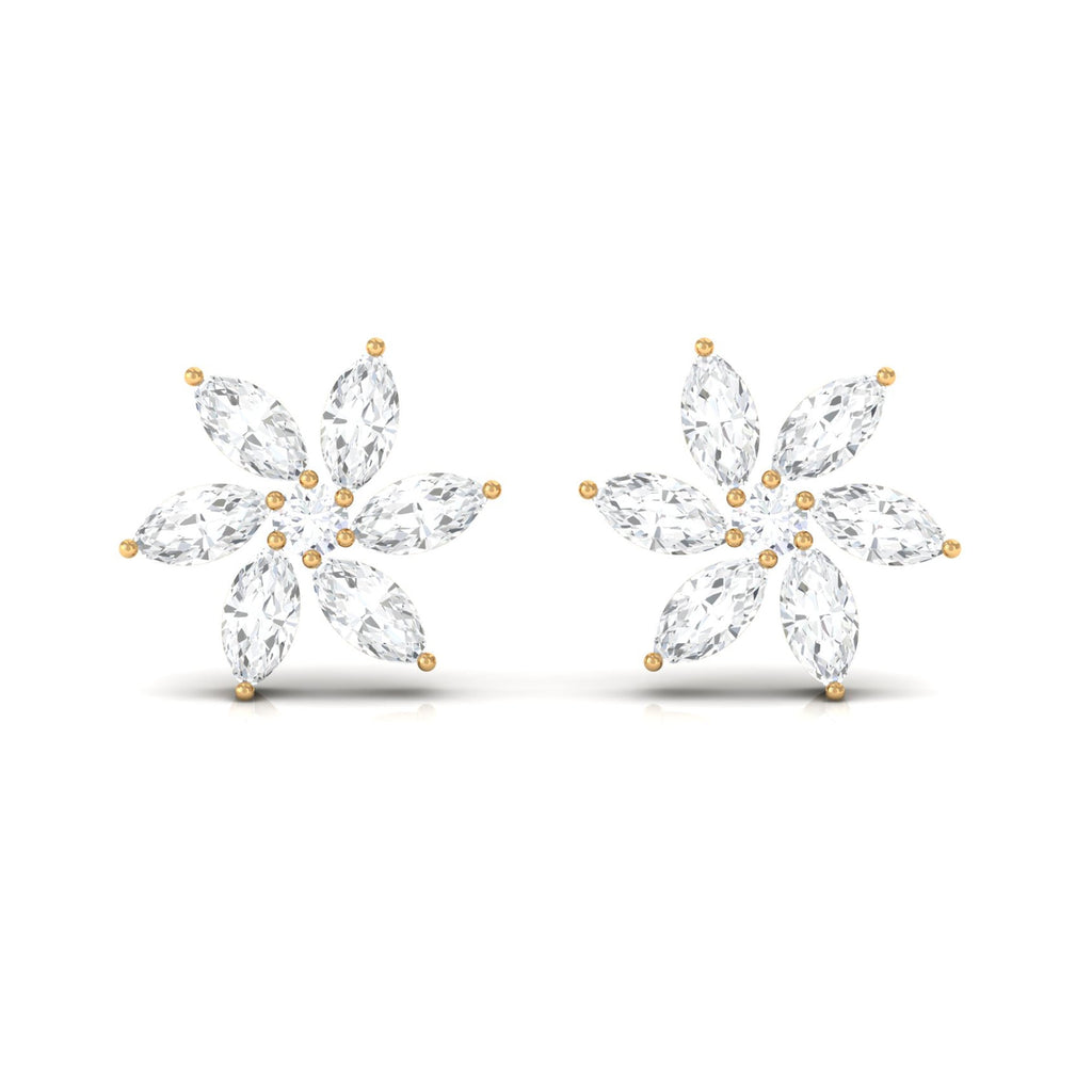 Natural Diamond Flower Earrings for Everyday