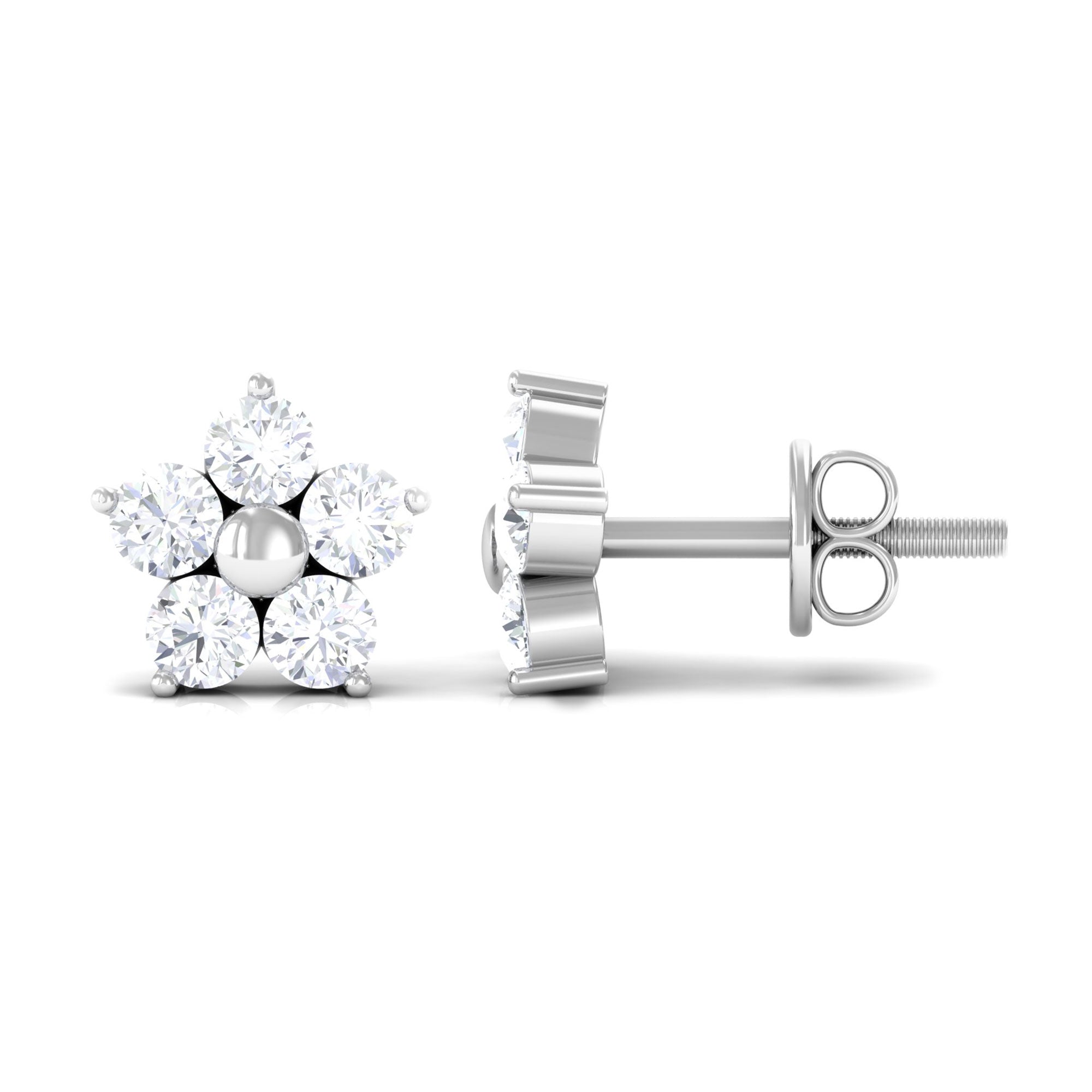 Certified Diamond Flower Stud Earrings in Prong Setting