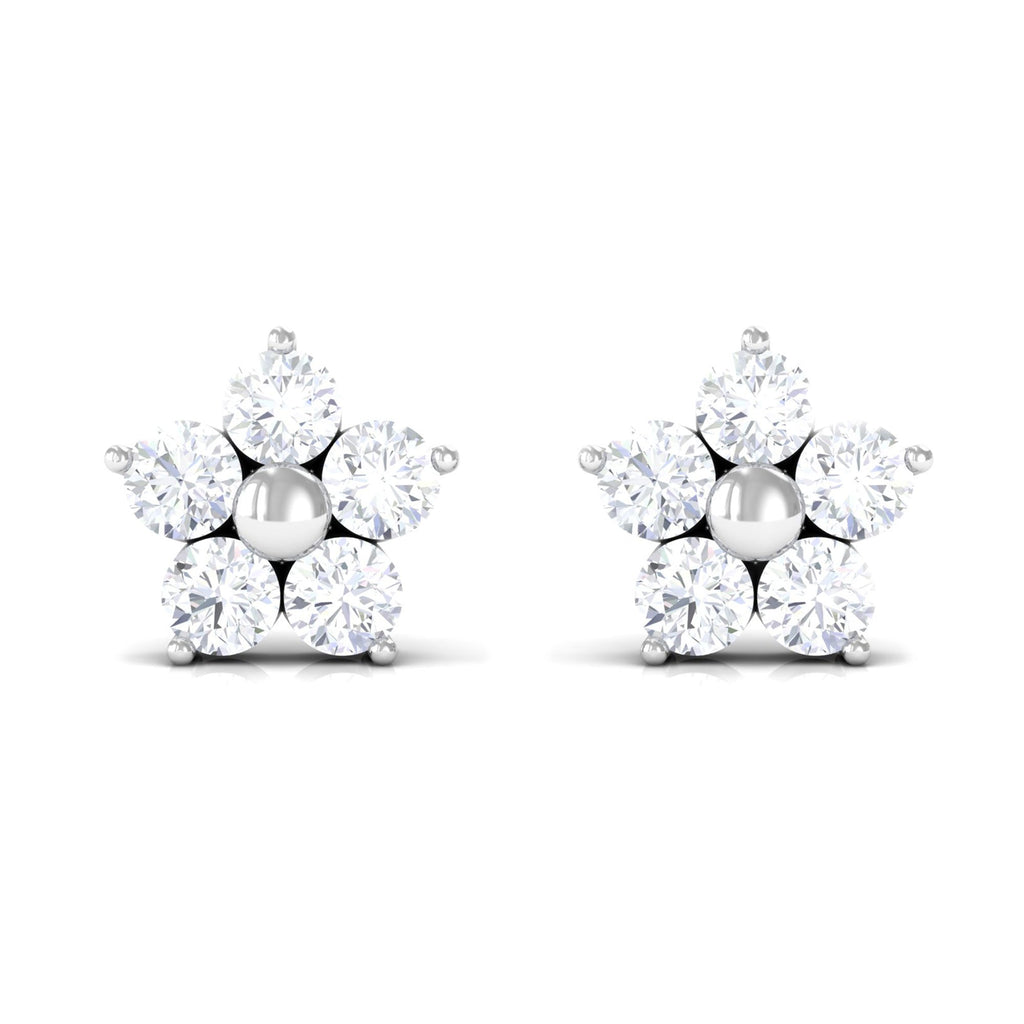 Certified Diamond Flower Stud Earrings in Prong Setting