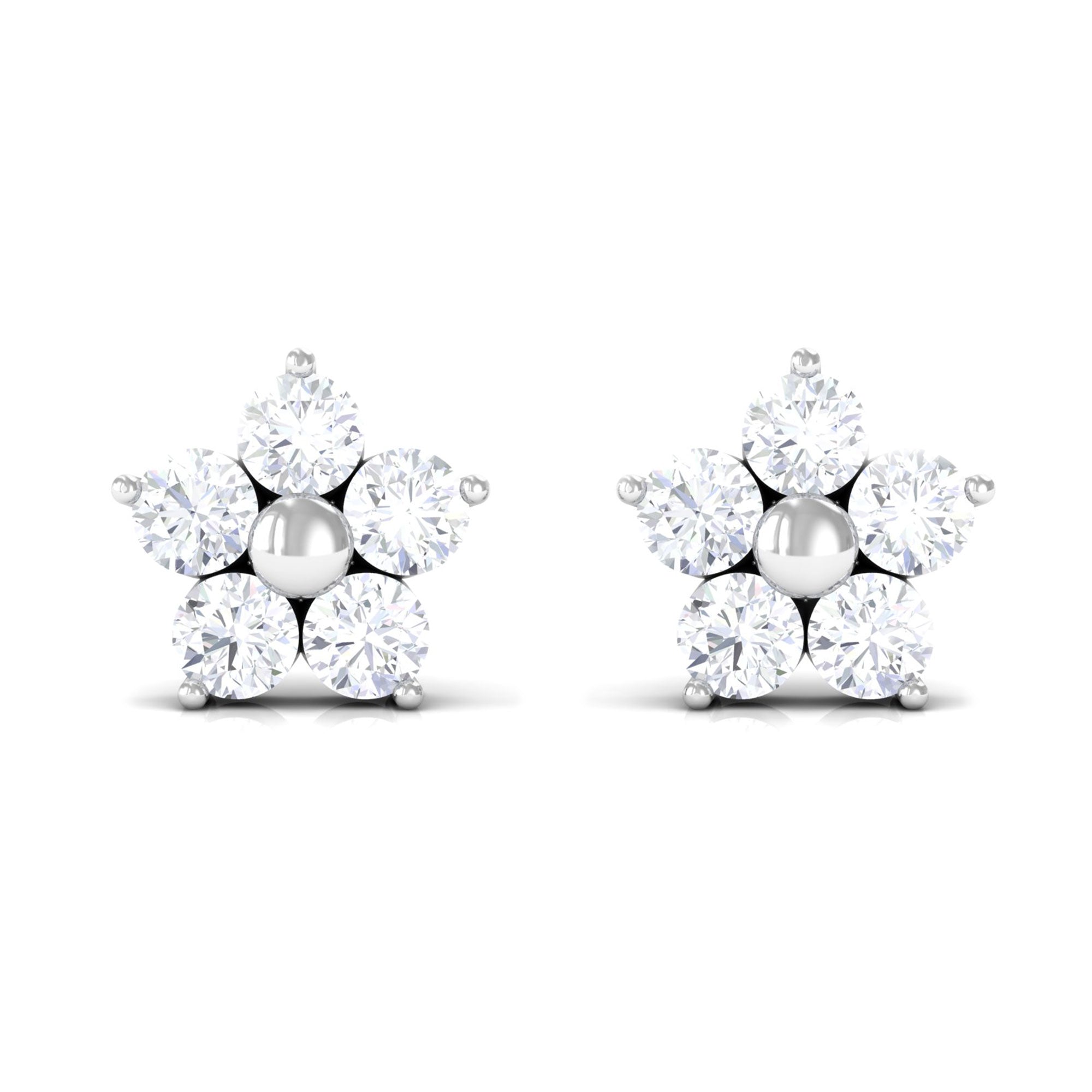Certified Diamond Flower Stud Earrings in Prong Setting
