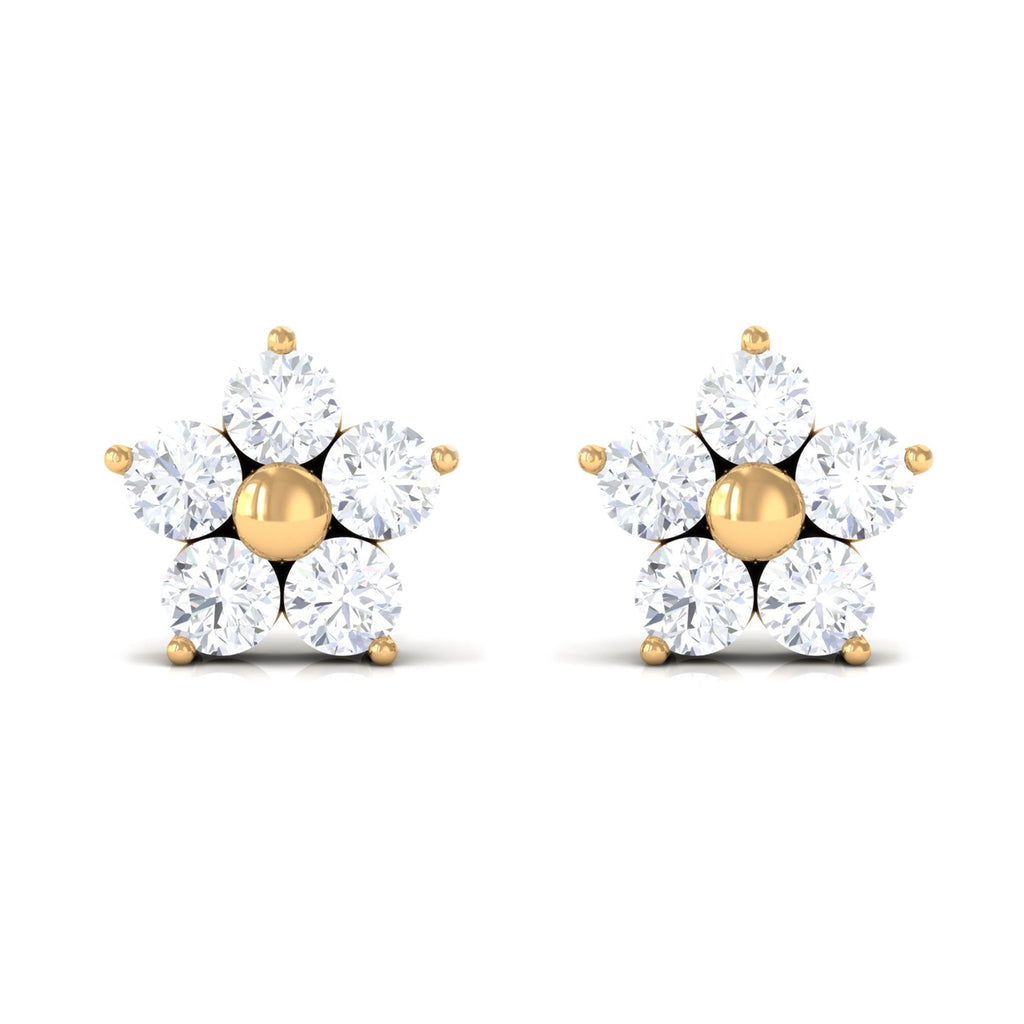 Certified Diamond Flower Stud Earrings in Prong Setting