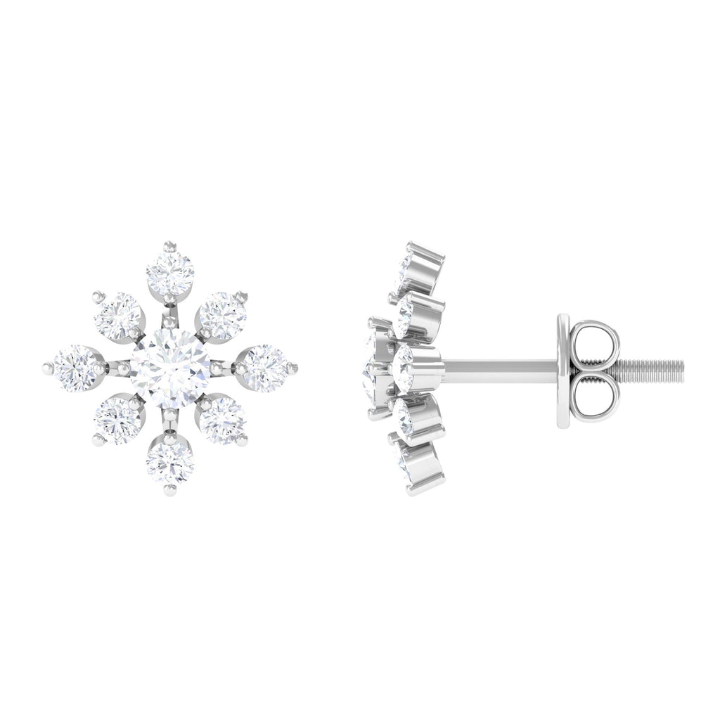 Certified Moissanite Floral Stud Earrings for Women