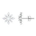 Certified Moissanite Floral Stud Earrings for Women