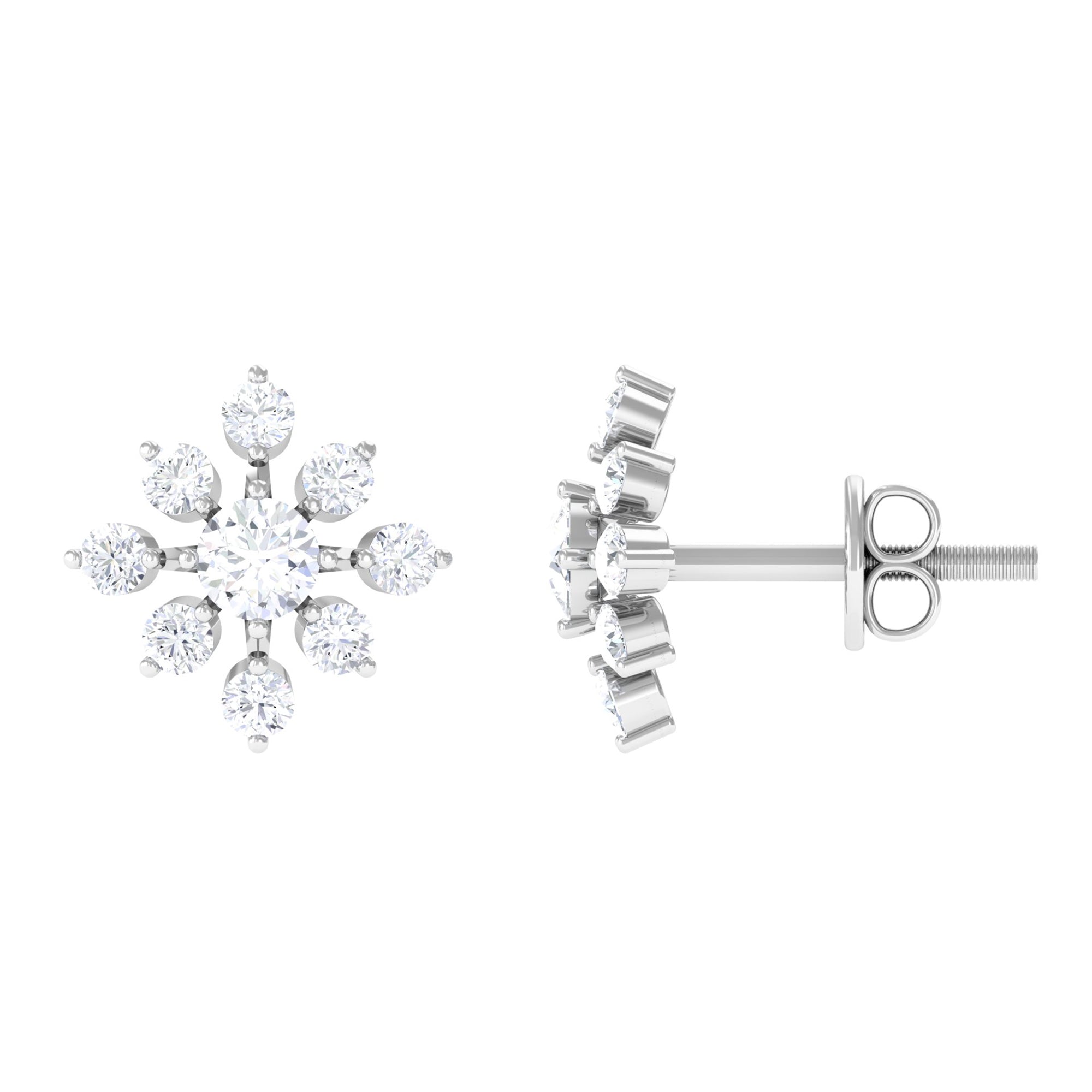 Certified Moissanite Floral Stud Earrings for Women