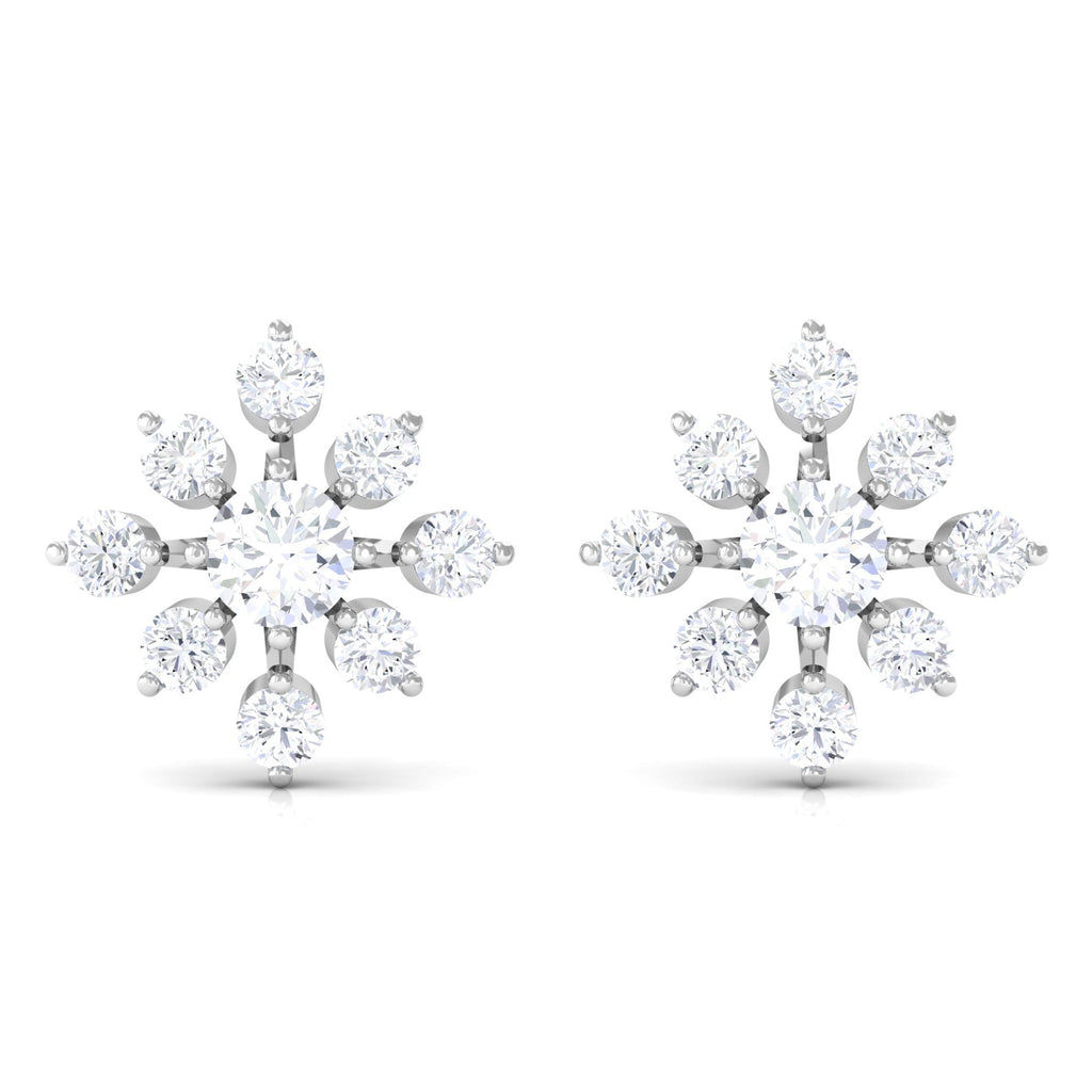 Certified Moissanite Floral Stud Earrings for Women