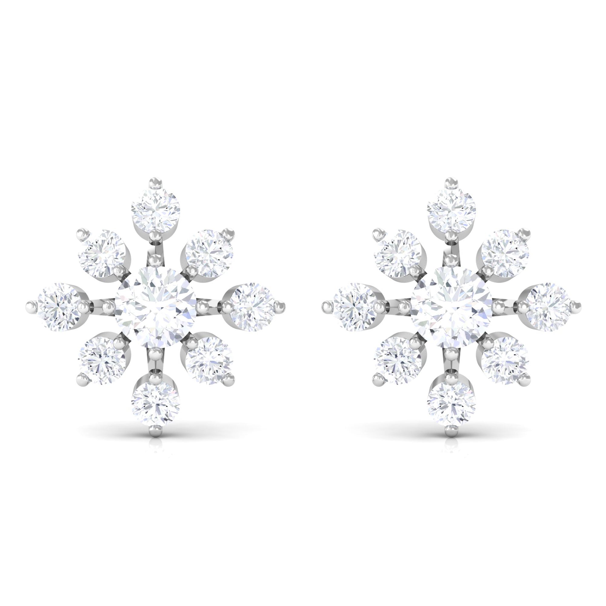 Certified Moissanite Floral Stud Earrings for Women