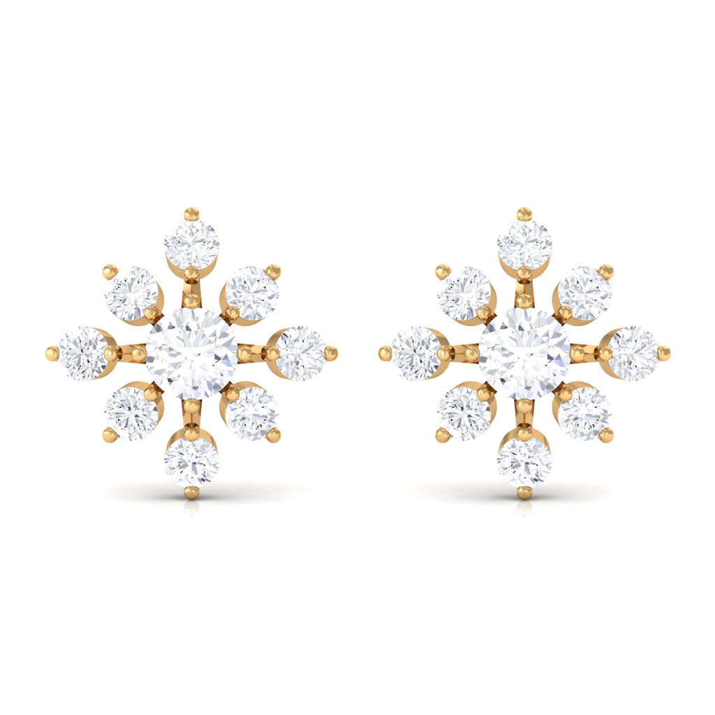 Certified Moissanite Floral Stud Earrings for Women