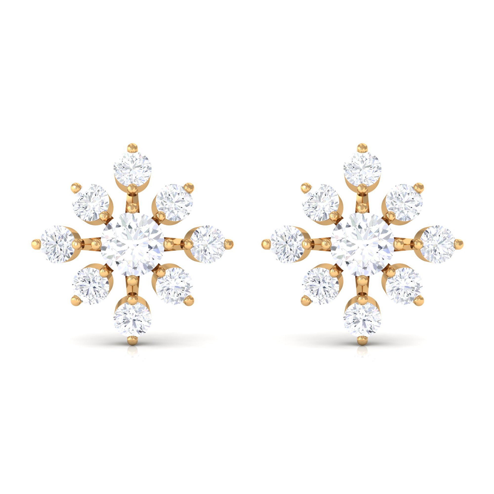 Certified Moissanite Floral Stud Earrings for Women