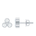 Bezel Set Round Cut Moissanite Three Stone Stud Earrings