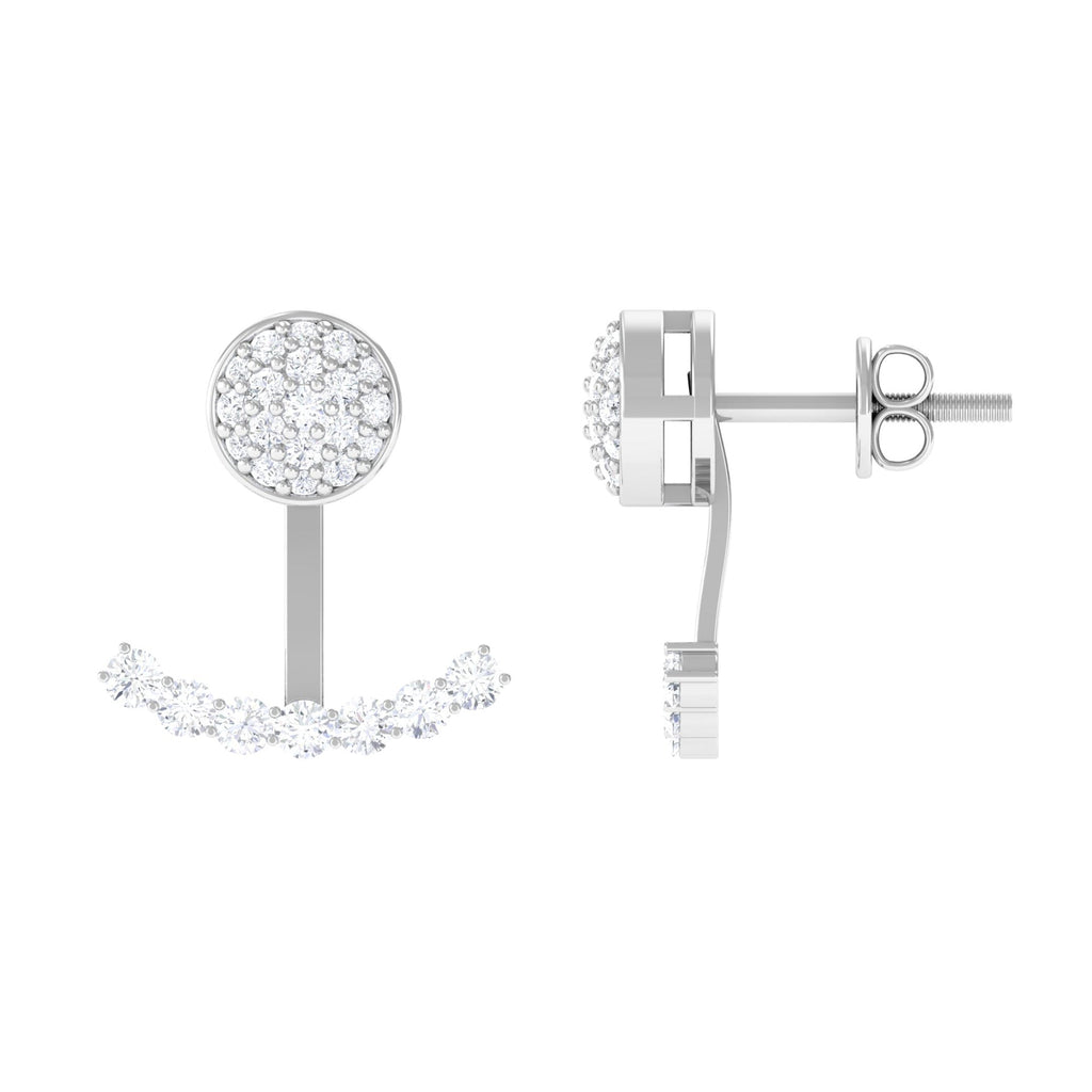 Round Cut Moissanite Curved Jacket Earrings in Gold