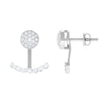 Round Cut Moissanite Curved Jacket Earrings in Gold