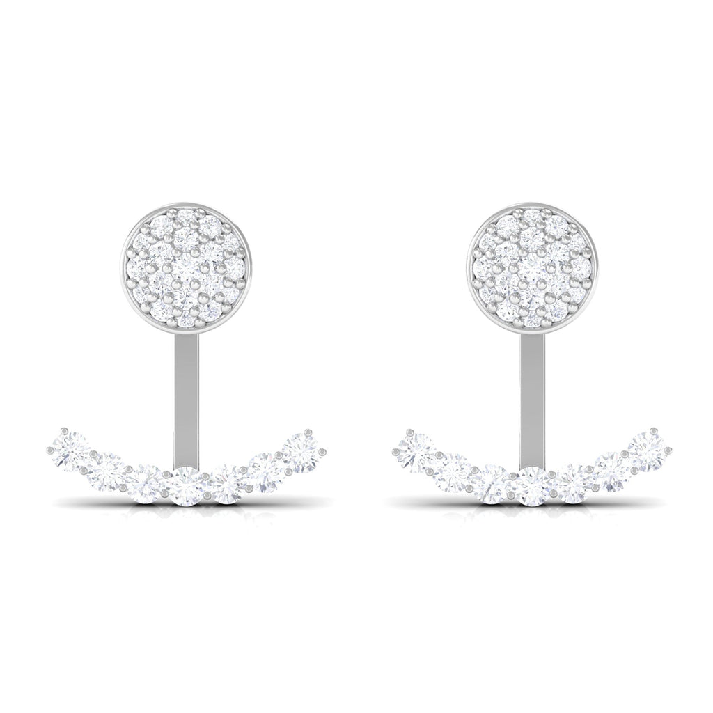 Round Cut Moissanite Curved Jacket Earrings in Gold