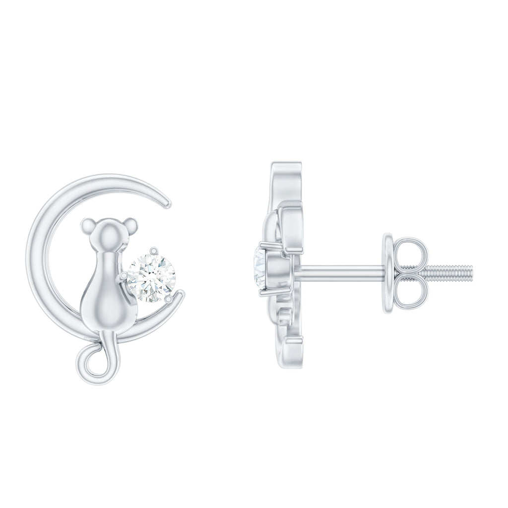 Certified Cat Moon Earrings with Moissanite