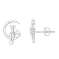 Certified Cat Moon Earrings with Moissanite