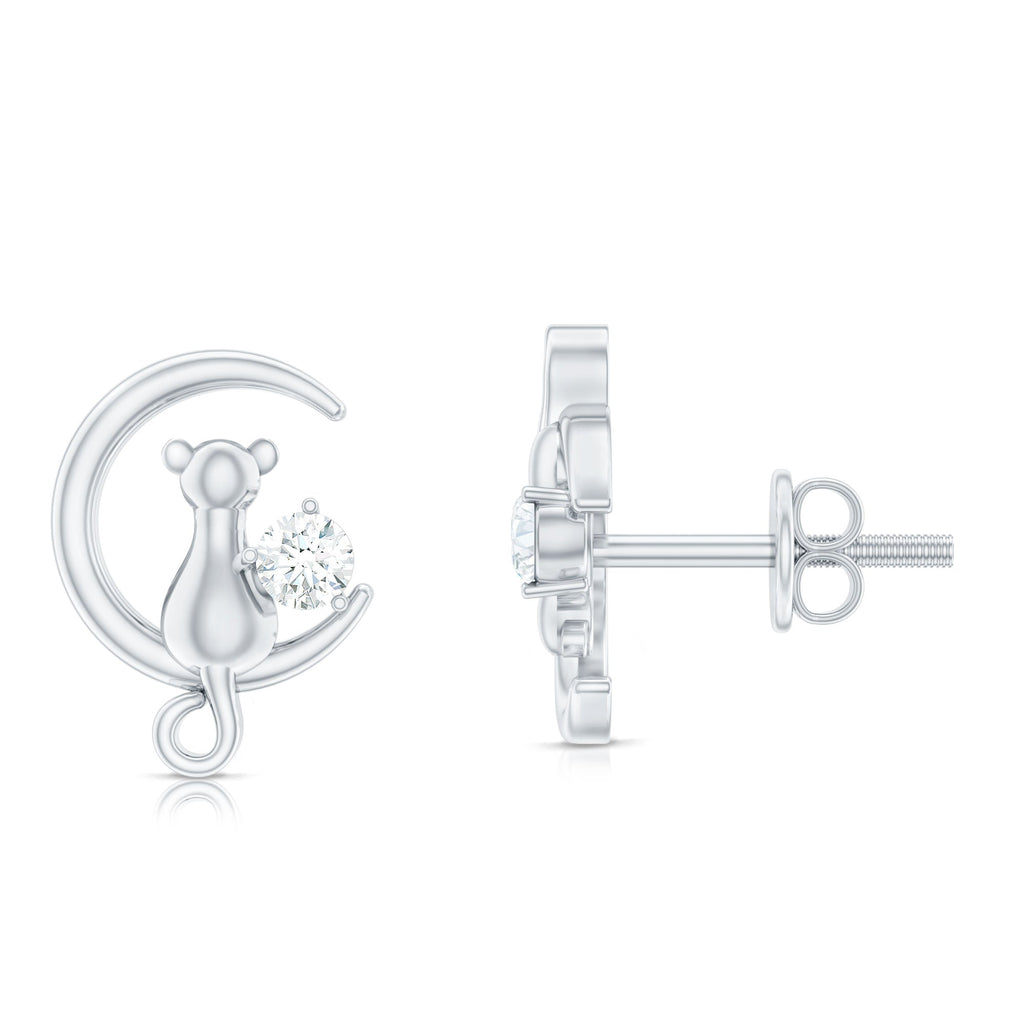 Certified Cat Moon Earrings with Moissanite
