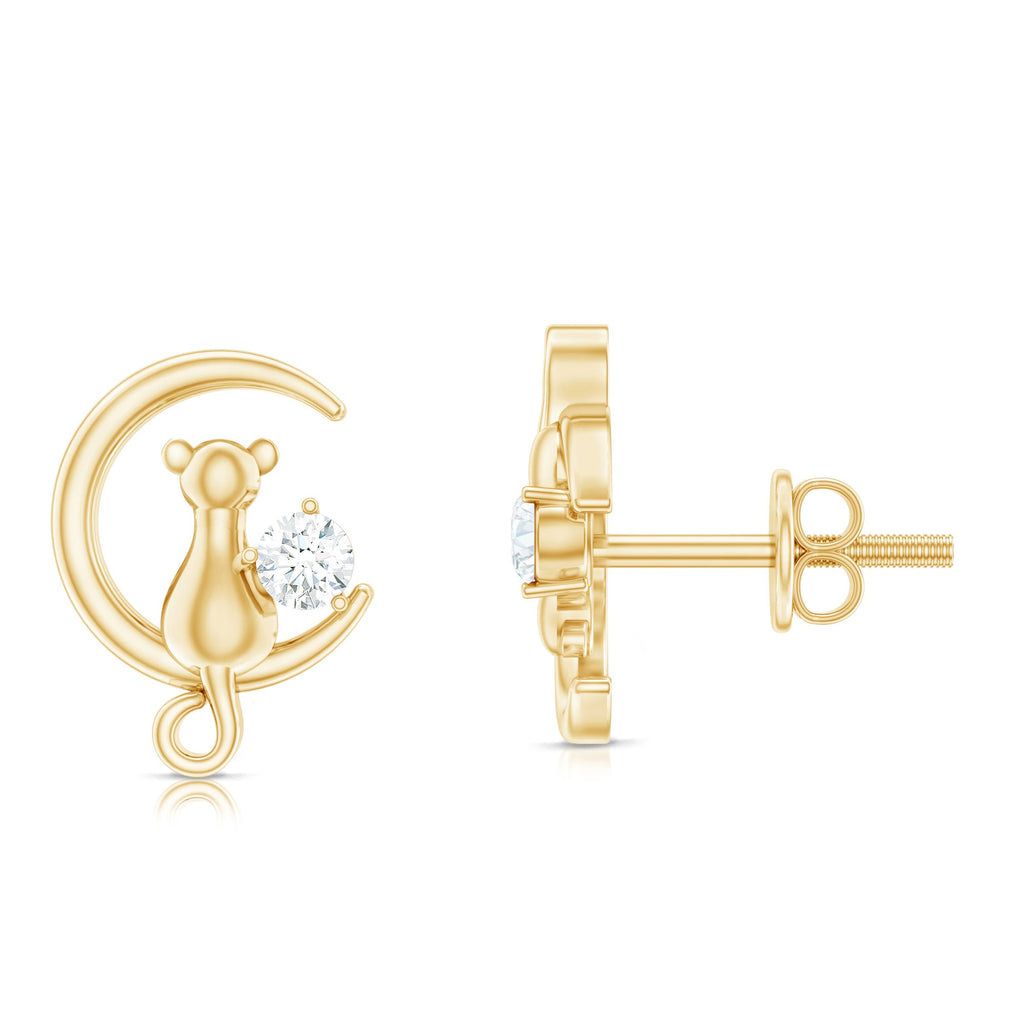 Certified Cat Moon Earrings with Moissanite