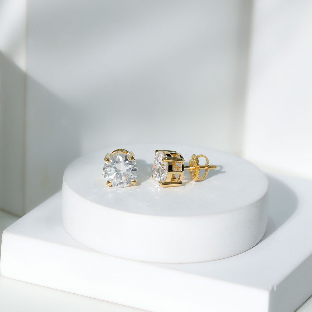 2 Carat Round Cut Moissanite Solitaire Stud Earrings