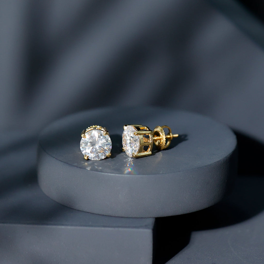 2 Carat Round Cut Moissanite Solitaire Stud Earrings