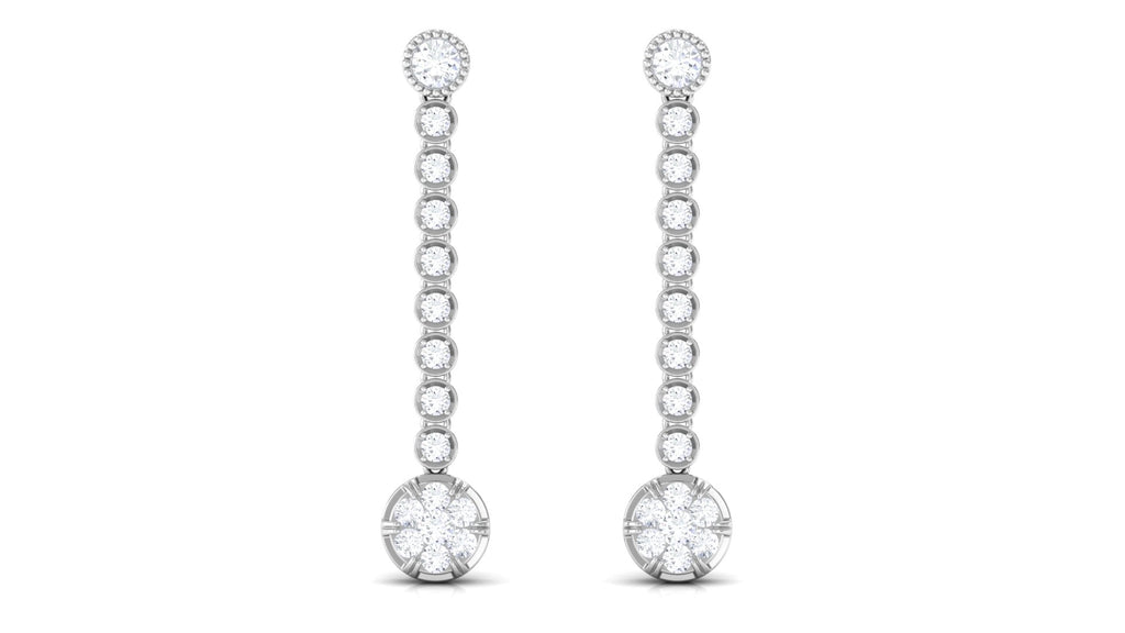 1 CT Round Moissanite Dangle Chain Earrings in Gold