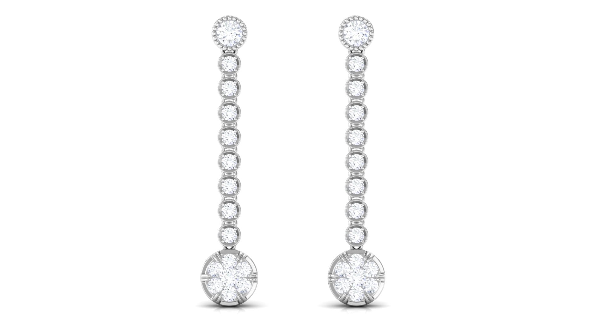 1 CT Round Moissanite Dangle Chain Earrings in Gold