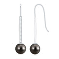 Tahitian Pearl Dangle Earrings with Moissanite Stones