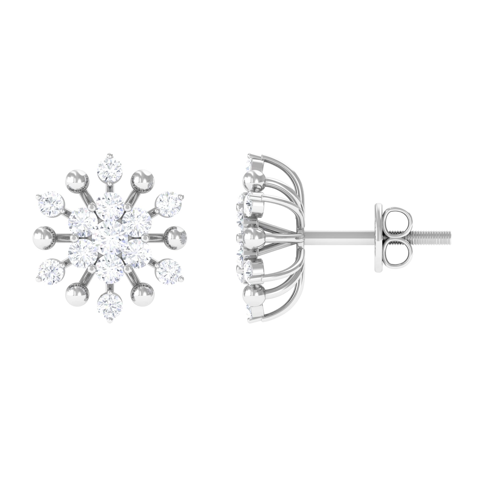3/4 CT Moissanite Floral Cluster Stud Earrings
