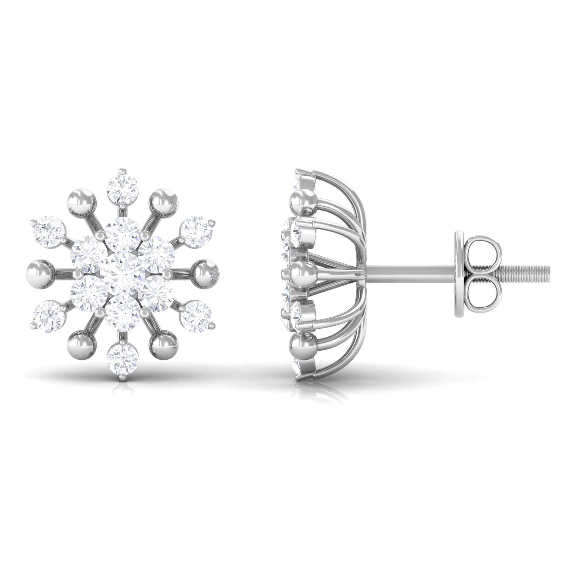 3/4 CT Moissanite Floral Cluster Stud Earrings