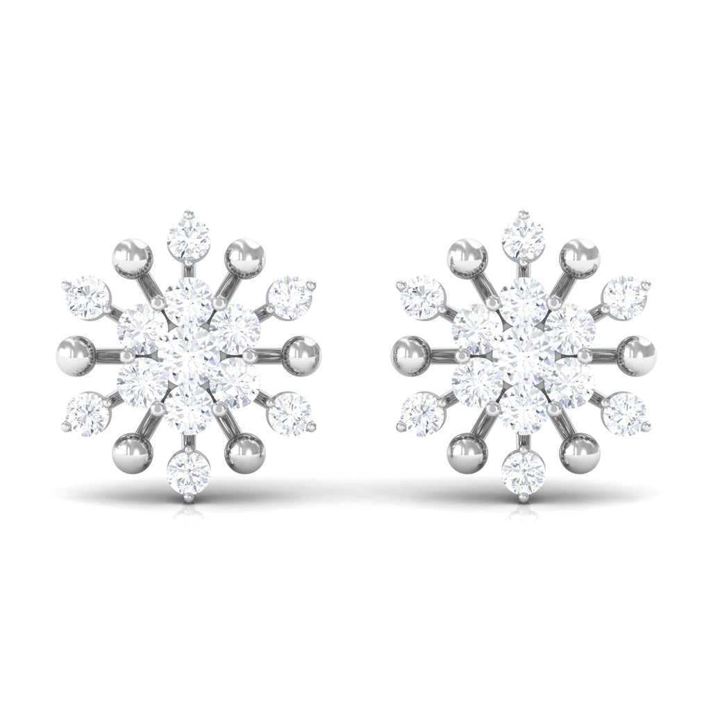 3/4 CT Moissanite Floral Cluster Stud Earrings