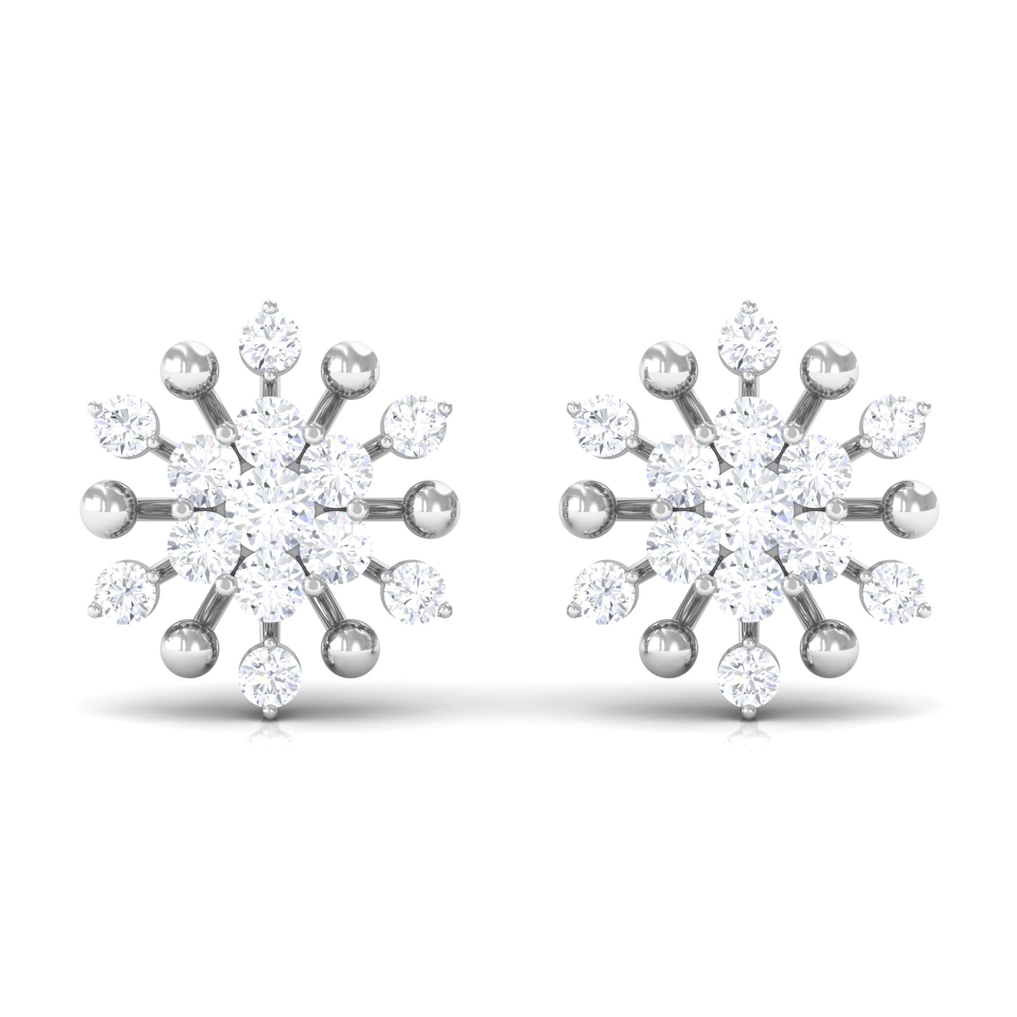 3/4 CT Moissanite Floral Cluster Stud Earrings