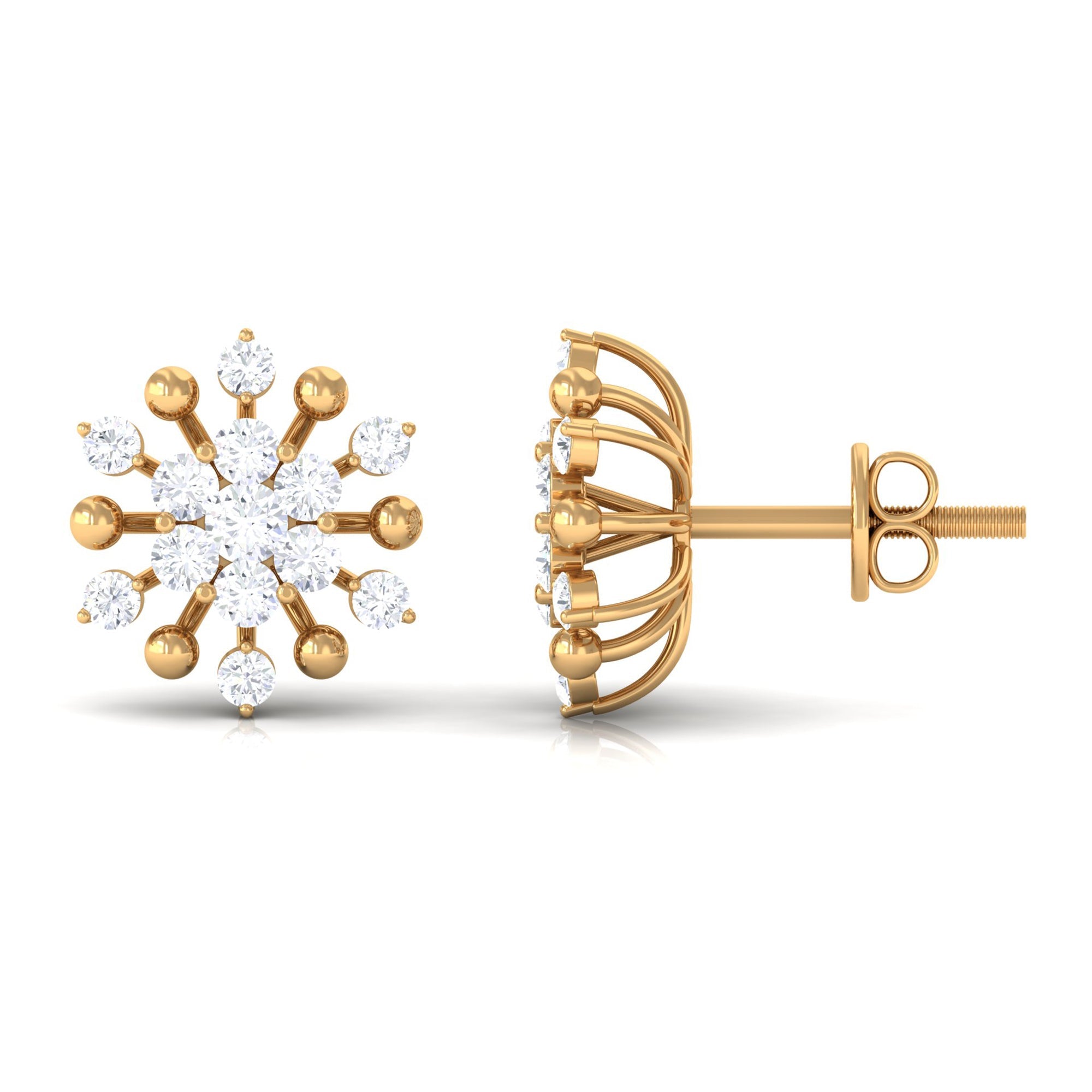3/4 CT Moissanite Floral Cluster Stud Earrings