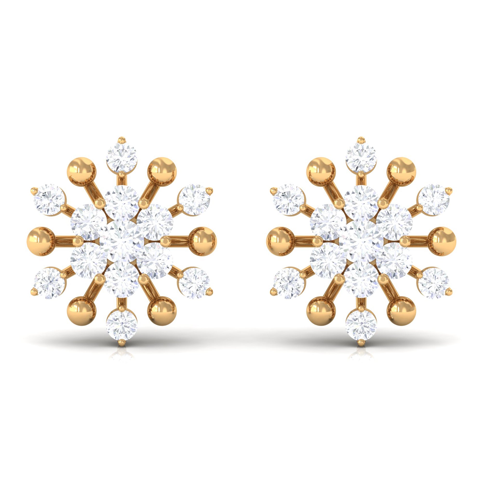 3/4 CT Moissanite Floral Cluster Stud Earrings