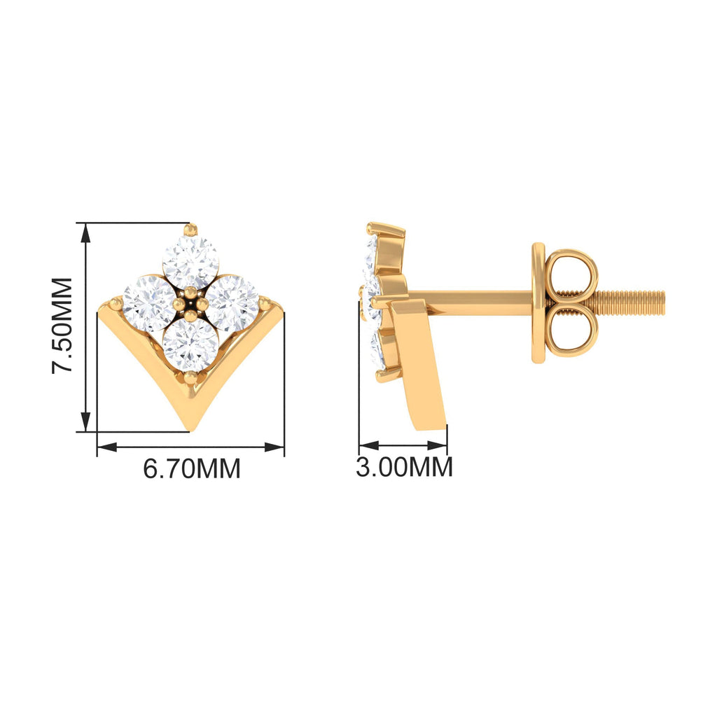 0.5 CT Certified Moissanite Flower Stud Earrings in Gold